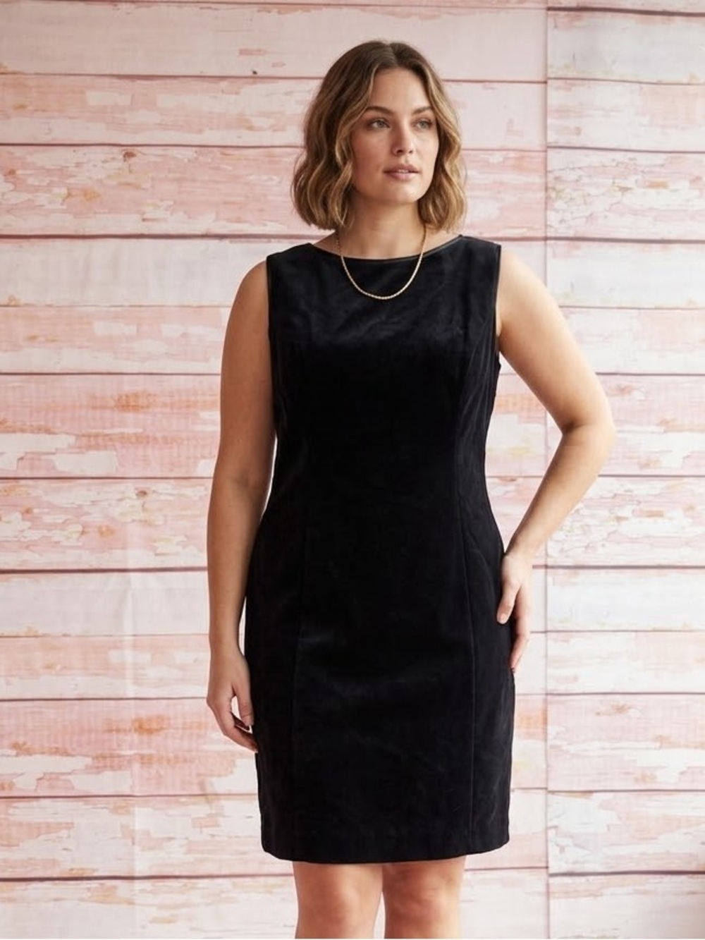 NEW Vintage Y2K Gap Black Velvet Sleeveless Sheath Dress